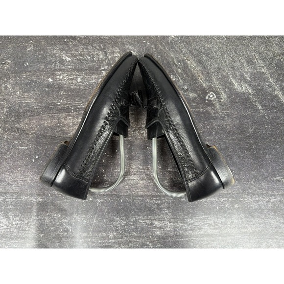 Vtg Zelli Genuine Ostrich Leg Tassel Loafers Black Exotic Leather Italy Size 8.5 main image 7